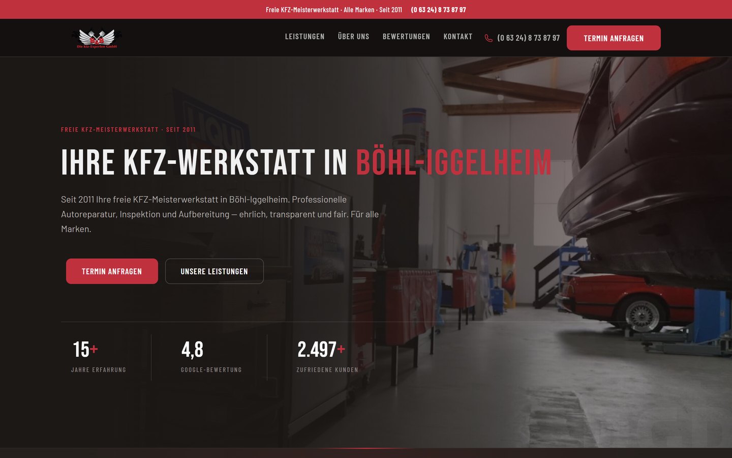 Startseite der neuen Website von B&B Die Kfz-Experten: Kfz-Werkstatt in Böhl-Iggelheim